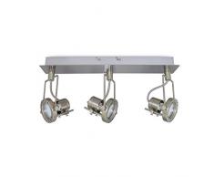 Aufbauleuchte Aufbaustrahler Aufputz 1 x HERME Chrom 3-Flammig IP20 GU10 Fassung,Deckenleuchte Strahler Deckenlampe Kronleuchter aus Stahl, horizontal und vertikal einstellbar - ohne Leuchtmittel