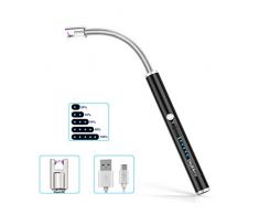 Lichtbogen Feuerzeug,Flammloses Elektronische Feuerzeug mit LED Batterieanzeige,Aufladbar USB und Flexibel Feuerzeug,Security Langes Kerzenfeuerzeug für Camping,Grillen,Herd, Feuerwerk