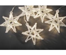 Konstsmide 4433-103 LED Lichtervorhang 5 Sterne / 30 warm weiße Dioden / 24V Innentrafo / transparentes Kabel