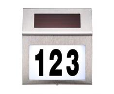 Winbang Hausnummer Lampe, LED Solar Wand Nummer Lampe Edelstahl Hausnummer Türbeleuchtung Wasserdicht