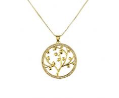 JIAOBU Kreative Große Baumkette Aus Zirkon, Verkupferte Lebensbaumkette, Modisches Design, Temperament Verbessern