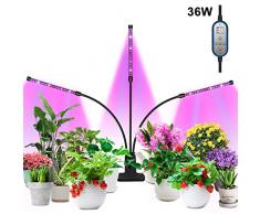 Pflanzen Lampe Led, Lovebay Three Head 54 Leds VOLLSPEKTRUM Pflanzenlampe, 3 Timer 4/8/12H, Dimmbar 8 Lichtstärken, 2019 Automatische Zeitschaltuhr Pflanzenlicht Led UV Lampe Pflanzen Wachstumslampe