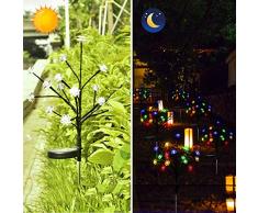 Solar LED Lichterbaum,2 Stück Solar Schneeflocken Leuchte Solarlicht mit Farbwechsel 16LED Beleuchtung Dekoration Lichter für Garten Rasen Balkon Terrasse Feld Weg (2X)