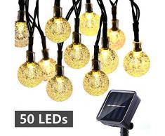 Qedertek Solar Lichterkette Außen mit 50 LED Kugel WarmWeiß 9m 8 Modi Weihnachtsbeleuchtung für Weihnachten, Garten, Terrasse, Hof, Haus, Party