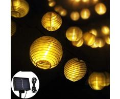 Opard Solar LED Lichterketten Lampions LED 6m 30 Laterne IP65 Wasserdicht für Garten, Hof, Party, Balkon, Hochzeit, Außen, Fest Deko(Warmweiß)