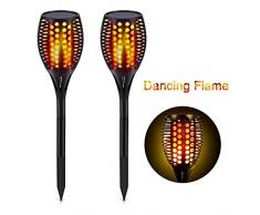 Maxchange Solar Garten Licht, 2er Pack Solar Garten Weg Fackelleuchte Gartenlampe Weihnachtsdeko mit Realistischen Flammen - IP65 Wasserdichtes Gehäuse - Automatische Ein/Ausschaltung