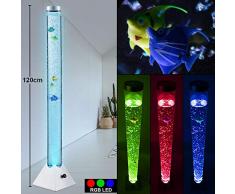 LED RGB Wasser Säule klar Deko Fische Steh Lampe Kabel Schalter Farbwechsel