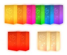 Trendmaus.de Lichttüten 10er Set Mix Doppel Herz - Candle Bags Lanterns Teelicht Papiertüten Kerzentüte Tütenwindlicht, 15 x 26 cm, Dekolicht für Weihnachten & Hochzeit - ALSINO