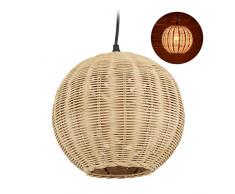 Relaxdays Rattan Lampe, Lampenschirm in geflochtener Optik, für Küche, Ess- & Schlafzimmer, E27, HxD 126 x 22 cm, natur