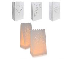 INTVN Kerzentüten Kerze Taschen Lichttüten Herz Sonne Schmetterling Design für Hochzeiten Geburtstage Weihnachten Dekorationen Weiß, 30 Stück