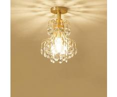 YWYU Retro-Deckenleuchte Kristall-Pendelleuchte 1 Lichter Erröten-Einfassung Bronze Nähe Deckenleuchte H17.7 x W11 Beleuchtungskörper for Schlafzimmer Flur Bar Küche Balkon DENG1215