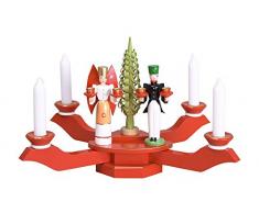 Kerzenhalter Tischleuchter rot mit Engel und Bergmann BxT = 38x38cm NEU Kerze Kerzenleuchter Leuchter Wachskerze Kirche Holz Weihnachten Seiffen Erzgebirge Deko Weihnachtsfigur Tischdek