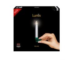 LUMIX Deluxe, kabellose LED-Christbaumkerzen, Basis-Set mit 10 Kerzen und IR-Fernbedienung, 5x dimmbar, Flackermodus, Silber, Art. 74344