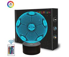 Fußball Geschenke, Kinder Nachtlicht Fußball 3D optische Täuschung Lampe mit Fernbedienung 16 Farben ändern Fußball Geburtstag Weihnachten Valentinstag Geschenkidee für Sport Fan Jungen Mädchen