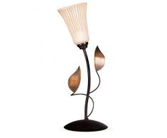 Helios Leuchten 403625 Florentiner Tischleuchte antik-braun handbemalt | florale Lampe Leuchte Tischlampe Landhaus-Stil | 1 x E14