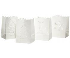 LUMINARIA 8531100500 Lichtertüte Weihnachtszauber - 4er Set, Windlicht, Papier, 16 x 11 x 9 cm, Weiß