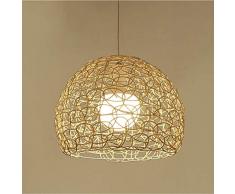 GUANSHAN Rattan Deckenleuchte Pendelleuchte Sphärische Handgewebte Indonesische Rattan Hohle Deckenleuchte Ländlichen Stil Kronleuchter Licht für Bar, Kaffee, Loft, Restaurant, Wohnzimmer