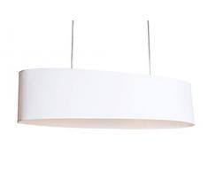 anTes interieur Hängeleuchte Tendara 2-flammig weiß mit 2 x 10 Watt LED-Leuchtmittel/80 cm lang/Metall verchromt/Stoffschirm (Pendelleuchte Hängelampe Deckenlampe Pendellampe Deckenleuchte)