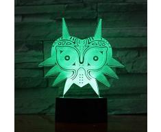 FaceToWind 3D Acryl Nachtlicht Legend of Zelda Figur Majoras Maske 3D Lava Lampe Creative 7 Farbwechsel LED Nachtlicht