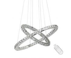 48W LED Kristall Design Hängelampe Deckenlampe Pendelleuchte Kreative Kronleuchter Zwei Ringe Dimmbar Lüster (48W Dimmbar)