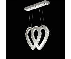 ASDF LED Kristalllampe KristallPendelleuchte Herzform Kronleuchter Liebe Hängeleuchte Modern Mode Restaurant Lampe Edelstahl Lampenkörper Pendellampe Romantisch Kreative Lampe Warme Farbe 40W