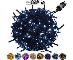 VOLTRONIC® LED Lichterkette für innen und außen, Größenwahl: 50 100 200 400 600 LEDs, warmweiß/kaltweiß/bunt/warmweiß+kaltweiß, GS geprüft, IP44, optional mit 8 Leuchtmodi/Fernbedienung/Timer