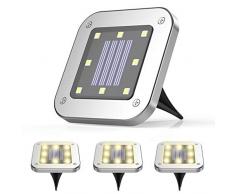 Solarleuchte Gartenleuchten Square Disk Licht,KINGCOO Wasserdichte 4 Stück 8LEDs Würfel Solar Bodenleuchte Landschaftslichter Wegleuchte für Außen Auffahrt Rasen Hof Beleuchtung (Warmweiß)