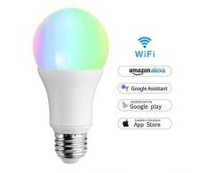 Wifi Smart Lampe, Wlan LED Dimmbar Glühbirne 7W, E27, 650LM Smarthome Birne Amazon Alexa [Echo, Echo Dot] kompatibel, Wake up-Light LED,weiß, bunt, steuerbar via App,Funktioniert Ohne Hub