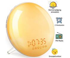 Tageslichtwecker Sonnenaufgang Lichtwecker mit Radio - 2020 Upgrade Wecker mit Licht für Kinder & Erwachsene, Wake Up Light, 2 Alarme/7 Wecktöne/7 Farben Nachtlicht