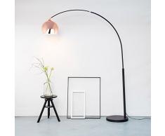 Moderne Kupfer Bogenstehleuchte, Bogenlampe im Retro Lounge Design, H 200 cm, 1x E27 max. 60W, Metall, kupfer/schwarz