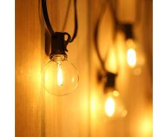 Tomshine LED Lichterkette Glühbirnen Außen G40 12 Birnen mit 1 Ersatzbirnen,【LED Energiesparende】Gartenhof für Hochzeiten im Freien / Xmas / Party, 21,33 ft IP44 Wasserdichte [Energieklasse A+]