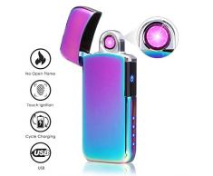 NASUM Lichtbogen Feuerzeug, Drehung Lichtbogen USB-Elektro feuerzeug Aufladbar/Winddicht/Lange Lebensdauer Plasma Feuerzeug Mit Batterieanzeige (Bunt)