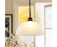 Individuell Esszimmer Pendelleuchte Landhausstil 1-Flammig Weiß Eisen Glas Runden Höhenverstellbar Hängeleuchte Retro Industriell Minimalistisch Wohnzimmer Schlafzimmer Hängelampe Ø30cm E27 Max.40W