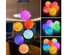 Windspiele für Draußen, Windspiel Solar Gartenleuchte Gartenbeleuchtung Solarleuchte Deko Garten Gartenlampe Wasserdicht LED Solarlampen für Terrasse Deck Hof Rasen Hinterhöfe Wege (White Ball)