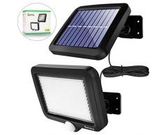 Solarleuchten für Außen, 56 LED Ultrahelle Solares Leuchte mit Bewegungsmelder, IP65 Wasserdichte, 120°Beleuchtungswinkel Solar Aussenleuchte 16.5ft Kabel