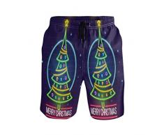 Frohe Weihnachten Lichtbaum Herren Badeshorts Badehose mit Mesh-Futter Boardshorts für Männer Surf Schwimmhose Sporthose