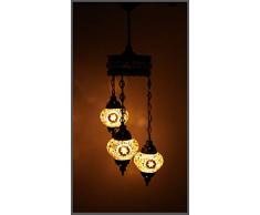 Handgefertigte Orientalische Mosaiklampe Mosaik Glas Hänge Lampe Innenleuchte Pendelleuchte Deckenleuchte Aussenleuchte Handarbeit Hängeleuchte Hängelampe Größe 2 / GOLD - STERN/Samarkand-Lights