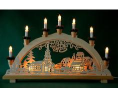 Schwibbogen Lichterbogen Dorf und Glocken 10flammig innenbeleuchtet Weihnachten Advent Geschenk Dekoration (10767)