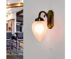 Edle Wandleuchte in Bronze Jugendstil inkl. 1x 3W E14 LED Wandlampe aus Metall & Opalglas für Esszimmer Schlafzimmer Flur Lampen Leuchte Beleuchtung