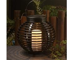 Rattan solarbetriebene LED Garten-Laternen hängende Windlichter im Laternen LED Sicherheit Lampe Warm Weiß Deko Garten Tisch Top Free Size Round