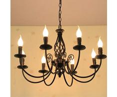 LED Hängelampe Pendelleuchte Schatten Rustikale Französische Klassische Anhänger Kerze Antik Kronleuchter Lüster Landhausstil Im Europäischen Stil Wohnzimmer Retro Metall Decken Hängeleuchte E14*8