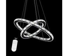 SAILUN 48W LED Dimmbar Kristall Design Hängelampe Zwei Ringe Deckenlampe Pendelleuchte Kreative Kronleuchter Lüster LED Deckenleuchte (48W Dimmbar)