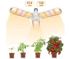 LED Pflanzenlampe E27 150W Pflanzenlicht LED Fächerform 180° Beleuchtung 414 LEDs Grow Light Vollspektrum Pflanzenlampen für Zimmerpflanzen [Energieklasse A+]