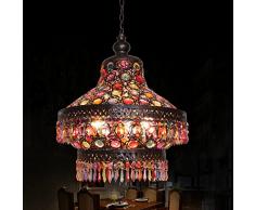 LAOHAO Retro Oendant Deckenleuchte - 3 Kopf E14 Lichtquelle Organische Glasperlen Monaco Eisen Kreative Deckenlampe for Esszimmer Kaffee Bar Ideal for Wohnbereiche Deckenleuchte