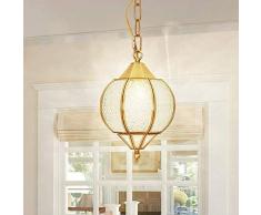 Raelf Single Head europäischen und amerikanischen Land Metall Messinglüster Restaurant Insel Kronleuchter Einfache kreative Esszimmer Esstisch Lampe Hängeleuchten Hall Bed Kleine kugelförmige Glasleuc