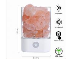 LED Salzkristall Lampe weiß Himalaya Salz Lampe Dekorations Nachtlicht Nachttischlampe Salzsteinlampe Dimmbar und Farbwechsel mit Touch Bedienung