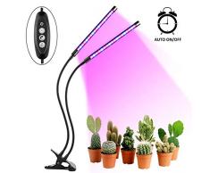 TOPLANET Pflanzenlampe Pflanzlicht, LED Pflanzenlicht, 18W Wachstumslampe, Wachstumslampe Pflanzenleuchte für Zimmerpflanzen mit Zeitschaltuhr (2 Lampenköpfe) Lampe