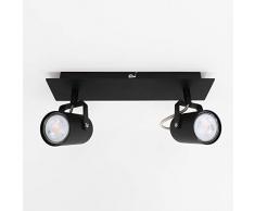Aufbauleuchte Deckenleuchte Aufputz 1 x VENICE Schwarz 2-Flammig IP20 GU10 Fassung,Deckenleuchte Strahler Deckenlampe Kronleuchter aus Stahl, horizontal und vertikal einstellbar - ohne Leuchtmittel