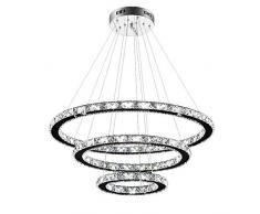 96W LED Kristall Design Hängelampe Deckenlampe Deckenleuchte Pendelleuchte Kreative Kronleuchter Drei Ringe Kaltes Lüster (96W Kaltes Weiß)