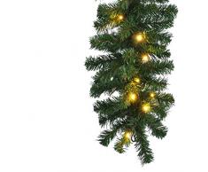 HI Tannengirlande aussen 270 cm - Grüne Girlande mit Lichterkette (40x LED), weihnachtliche Girlande mit Licht als Weihnachtsdeko aussen